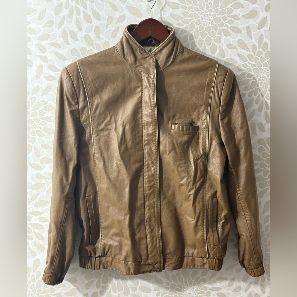 Vintage 80s 90s David Benjamin Women’s 11/12 M/L Brown Leather Bomber Jacket